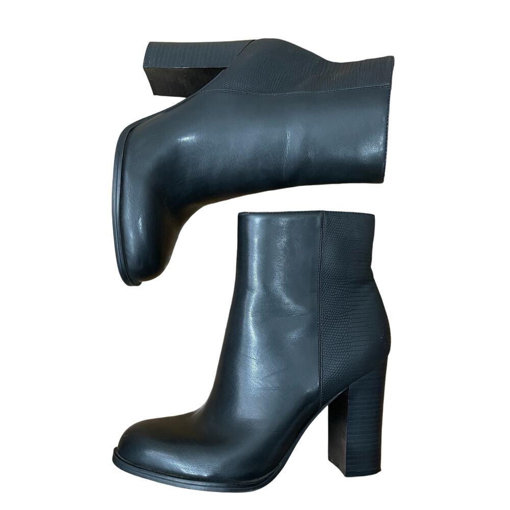 Circus by Sam Edelman Rollins Black Croc Embossed Leather Bootie Size 8.5 - Picture 7 of 8